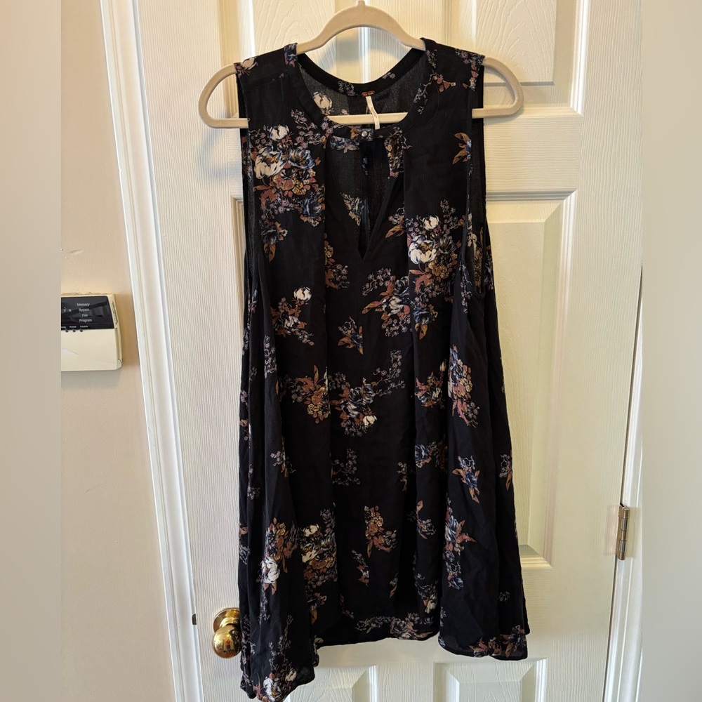Free People Floral Black Sleeveless Dress Size Large BWOT - Picture 1 of 11